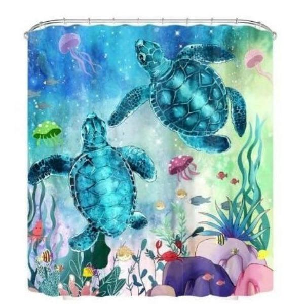 Set Pentru Baie: Perdea, Covorase Si Husa De Toaleta - Two Turtles