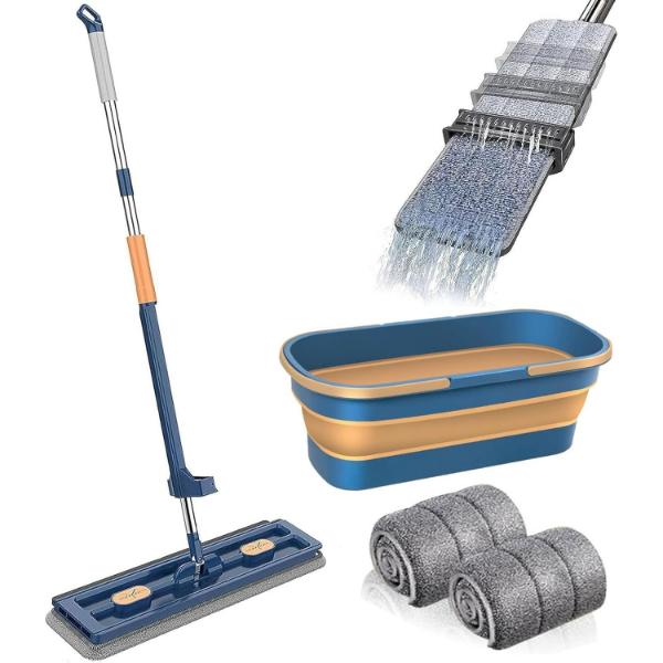 Set Mop Multifuncțional cu Găleată Pliabilă și Lavete din Microfibră – Soluția Modernă pentru Curățenie Perfectă + 3 Lavete Cadou