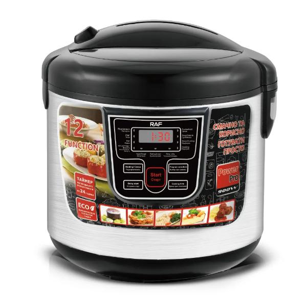 Multicooker R-166 Multifunctional cu 12 Functii, Design Modern, Ecran LED, 900W, Timer 24h, 6 L