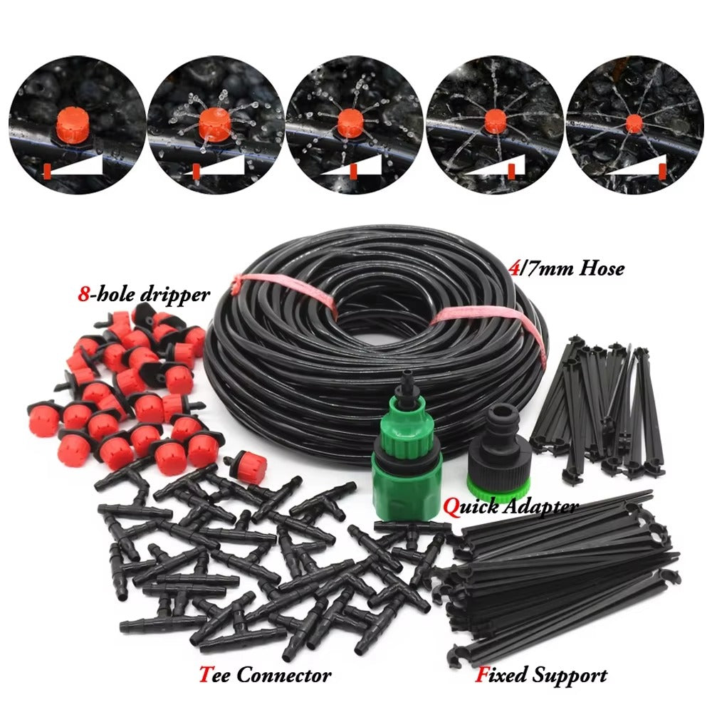 Sistem de Irigare Automatizat 20M – Kit Complet 4/7 mm pentru Plante și flori, cu Picuratori Reglabili și Accesorii Gradina