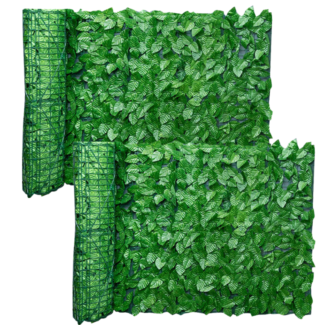 Set 2 x Gard Artificial cu Model Frunze Verzi pentru Decorarea Gradinii, 100 x 300 cm