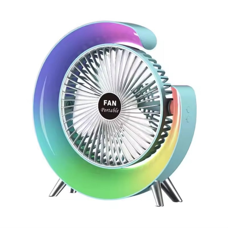Ventilator de Birou LI Colorat Silentios cu Lumina LED RGB – 4 Trepte de Viteza, Design Modern, Ideal pentru Acasa sau Birou
