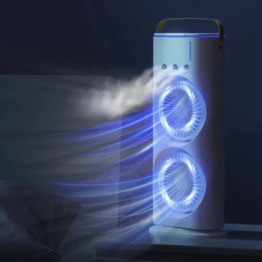 Ventilator portabil de birou cu pulverizare, telecomanda si 3 trepte de viteza