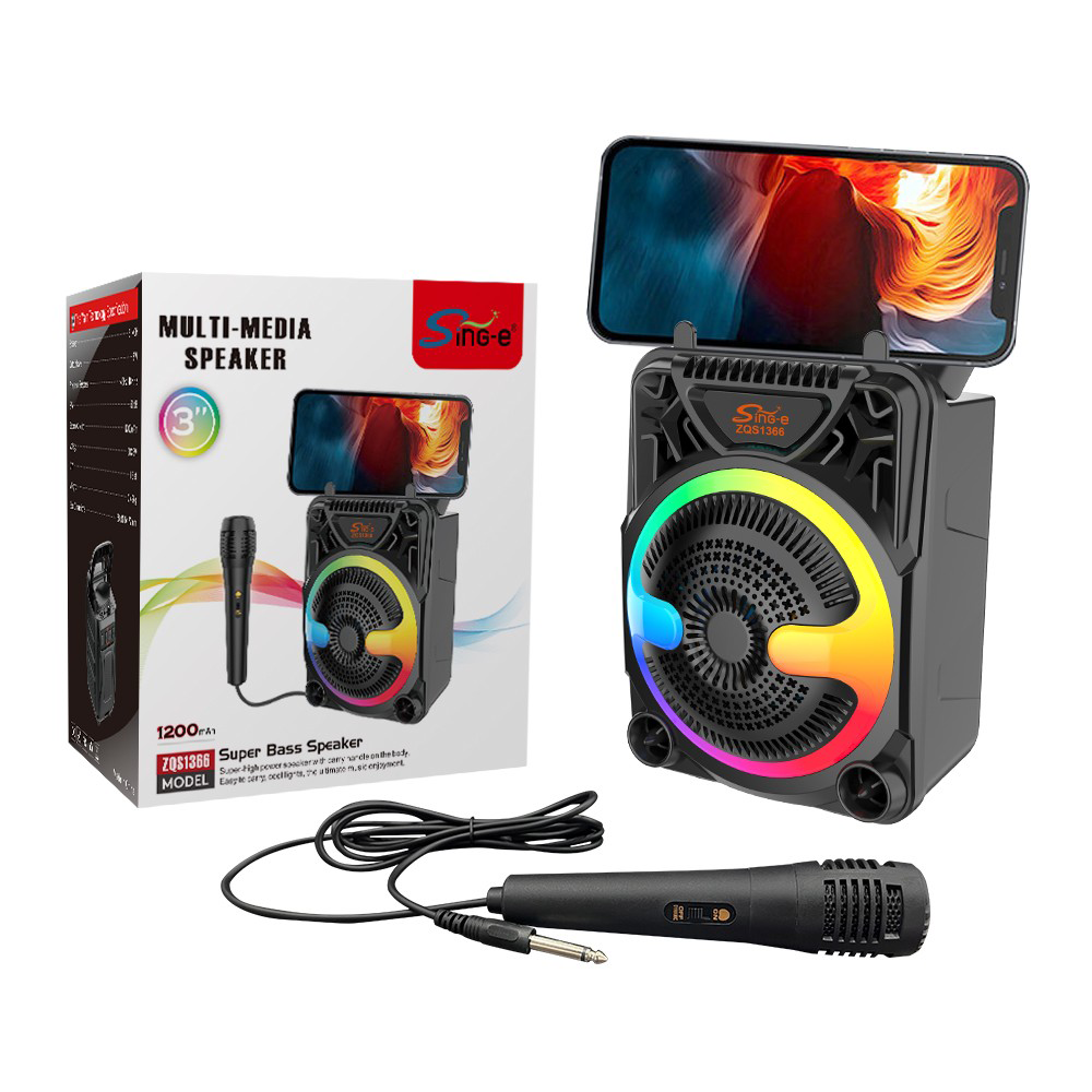 Boxa Bluetooth portabila cu microfon, radio FM si lumini LED, 24W