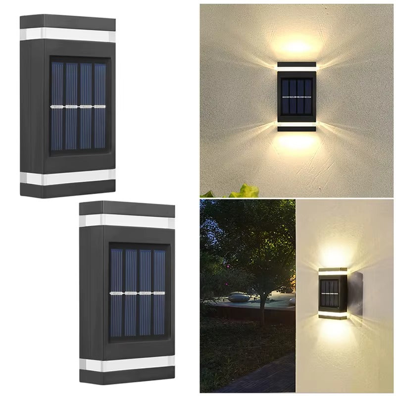 Set 2 Lampi Solare LED Bidirectionale cu Senzor, Alb Cald