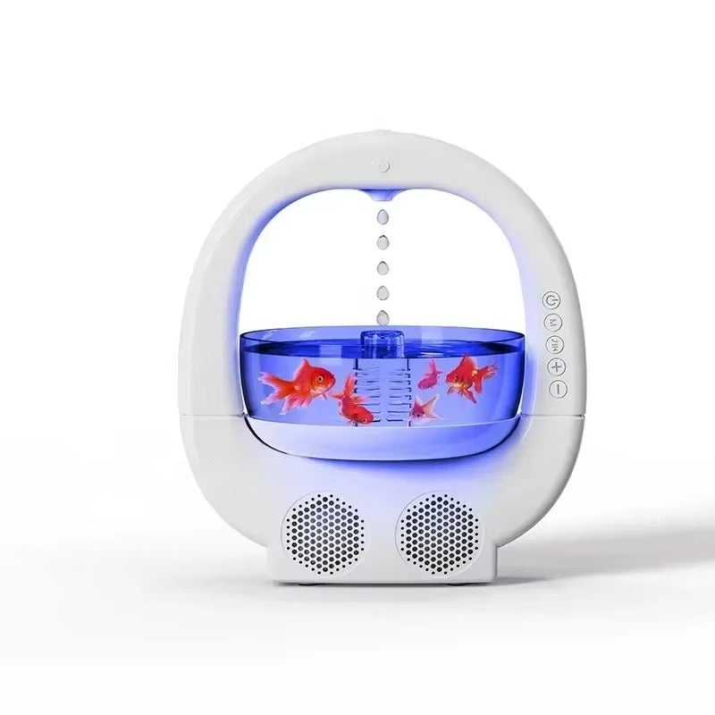 Umidificator Y11 3 in 1 cu antigravitatie si boxa Bluetooth, tip acvariu cu pesti, alimentare USB