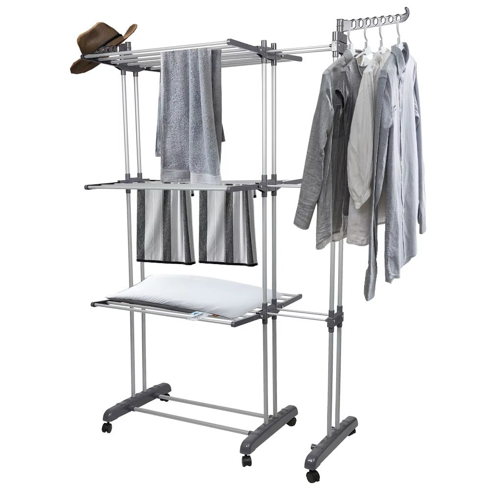 Uscator Rufe Vertical Cu 3 Niveluri, Capacitate 40 Kg, 25 m Lungime Uscare, Cu Roti Si Blocaj, Ideal Pentru Interior Si Exterior