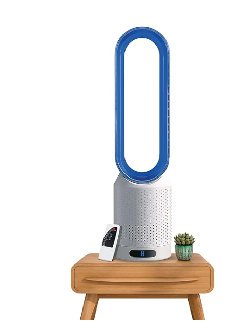 Ventilator Electric de Masa cu 8 Trepte Reglabile de Viteza, Paleta Rotativa pentru Distributie Uniforma a Aerului, Telecomanda pentru Control la Distanta, Priza UE si Design Modern