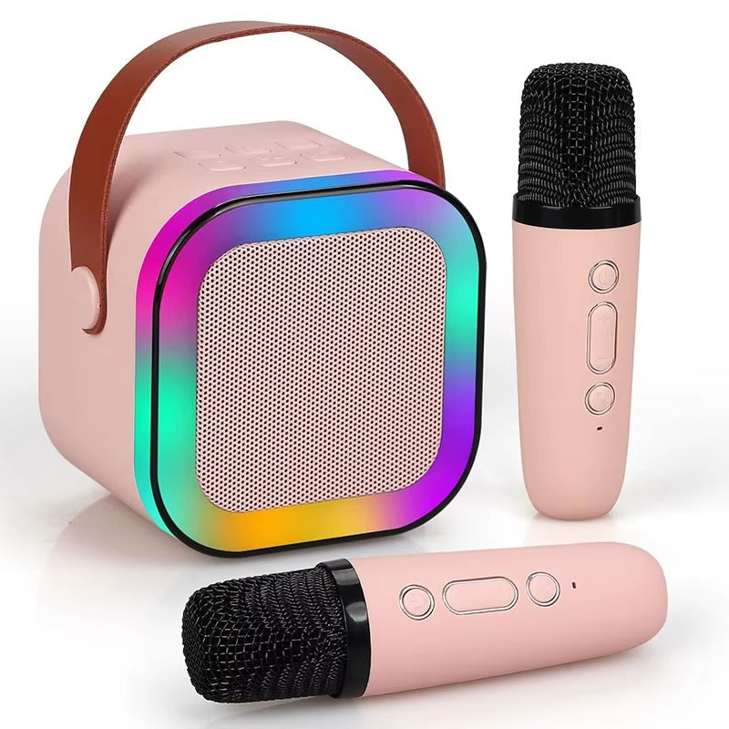 Set Karaoke cu 2 Microfoane, Boxa Portabila Bluetooth USB, Iluminare RGB cu 5 Moduri, Baterie Reincarcabila, 6 W RAE