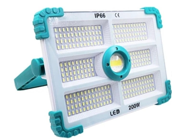 Proiector Led Cu Incarcare Solara si USB 200W 280 Leduri Panou Solar Incorporabil Lumina Puternica Rezistenta Ip66 MA