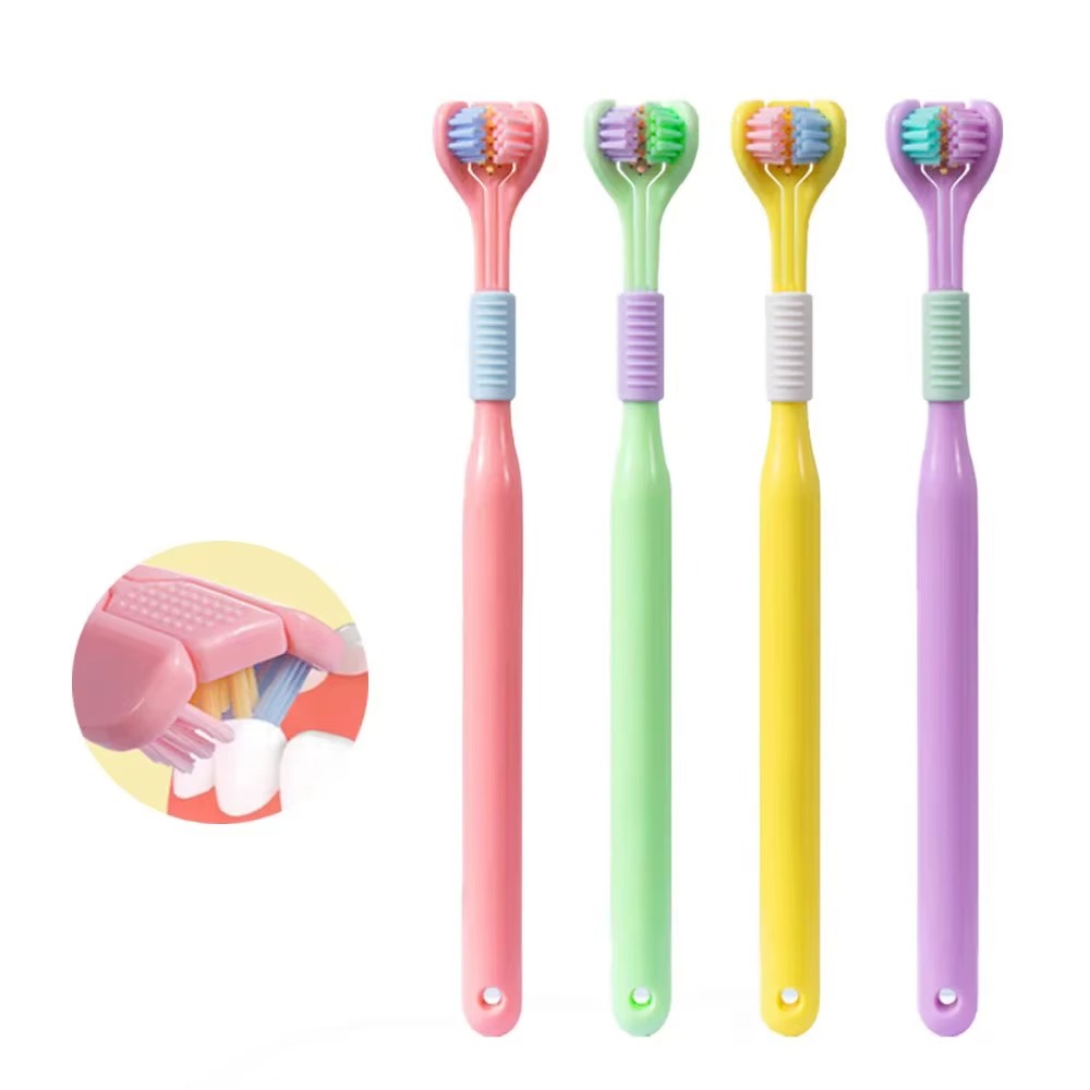 Set 4 x Periute de Dinti pentru Copii cu Cap Triplu, Curatare 3D Simultana, Inclinare 45 Grade pentru Igiena Dentara Completa, Protectie Gingii si Respiratie Proaspata HAS