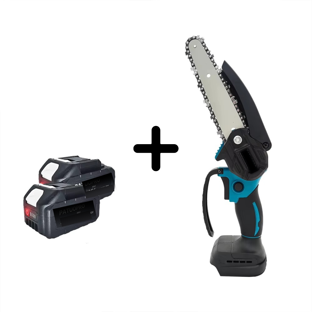 Mini Drujba Electrica cu 2 Acumulatori 48 V Reincarcabili, Lama de 15 cm, Constructie Ergonomica si Siguranta Sporita