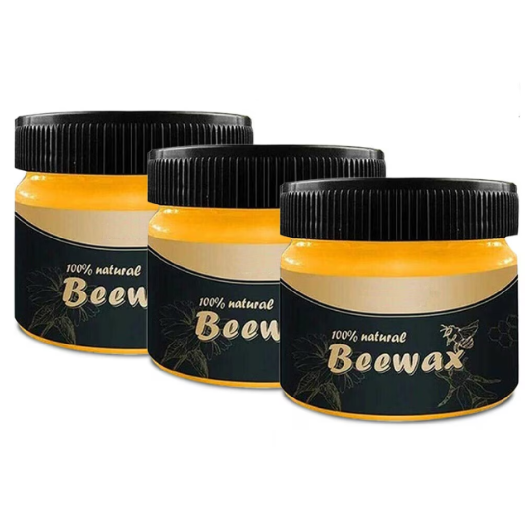 Set 3 Bucati Ceara Naturala pentru Lemn, Lustruire si Restaurare Mobila, Formula Fara Parafina, Curatare si Protectie Completa BAS