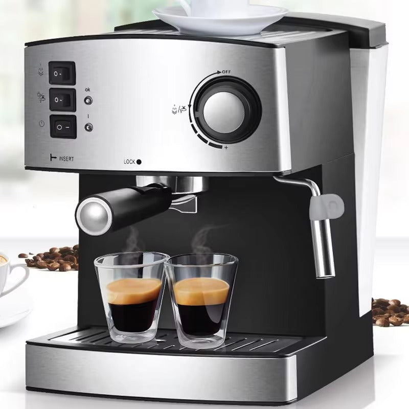Pachet Espressor de Cafea, 15 Bari Presiune, Rezervor 1.6 Litri, Sistem Spumare Lapte, Design Modern si Compact BAS