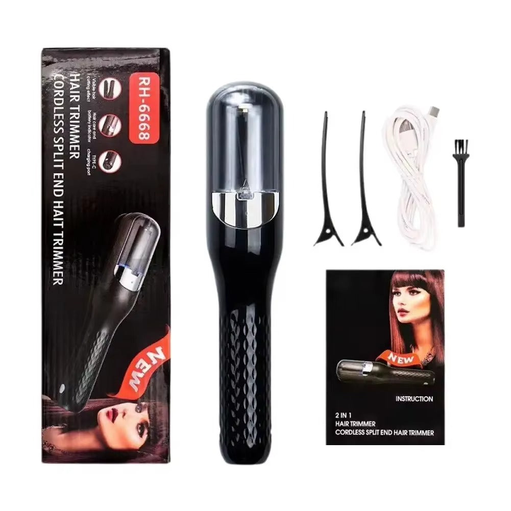 Aparat Pentru Repararea Varfurilor Despicate, Tehnologie cu Ioni Negativi, Reincarcabil, Tundere si Netezire Par, Reincarcabil si Portabil, 24.8 x 5.3 x 5 cm, negru BAS
