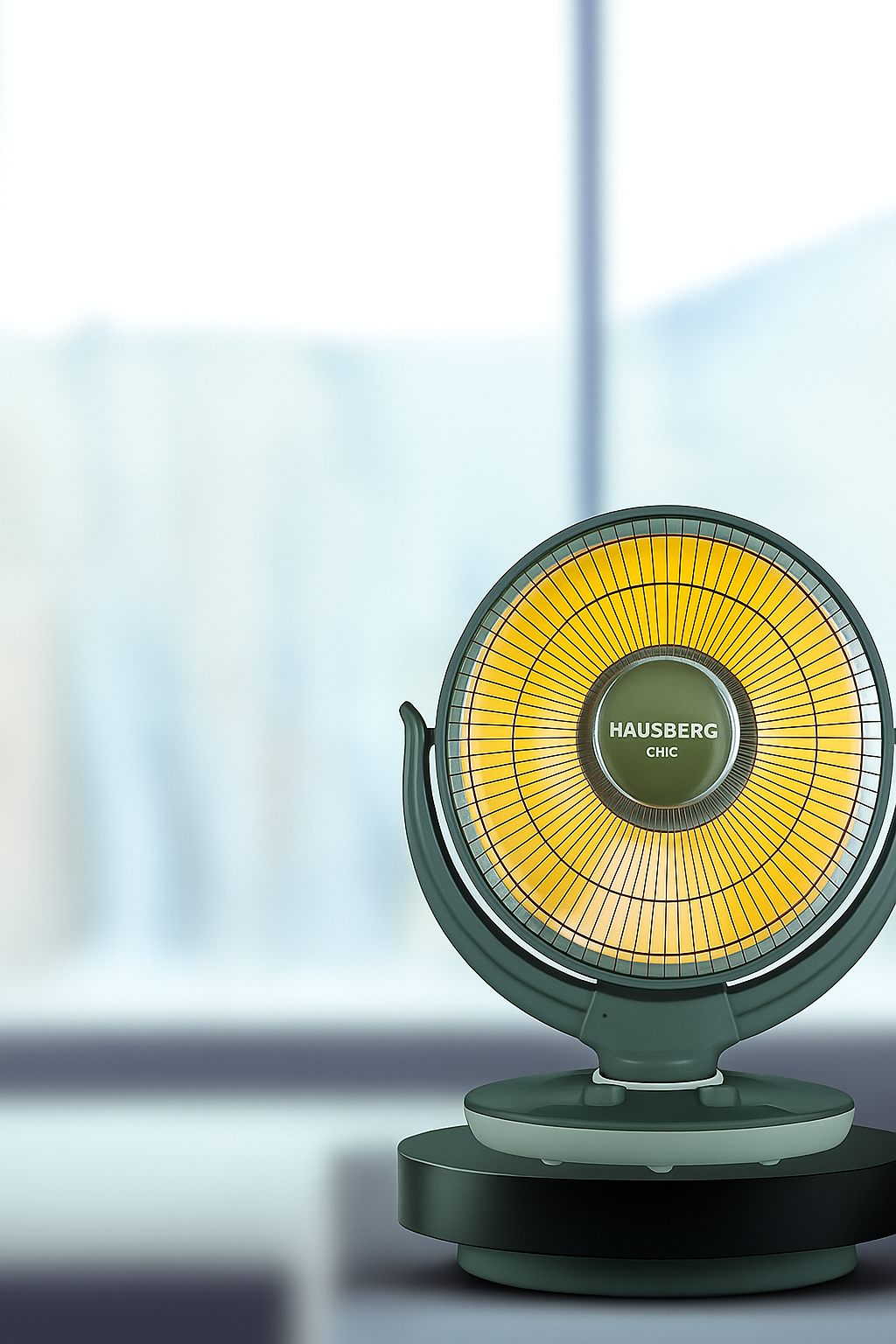 Incalzitor Halogen HAUSBERG HB-8809NG cu Ventilatie si Element Ceramic, 2 Trepte de Putere 1000W, Oscilatie 70°, Protectie la Rasturnare si Reflectori de Caldura