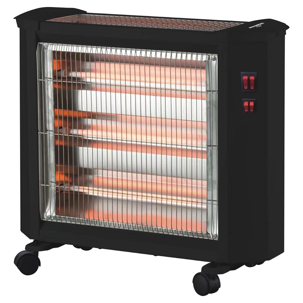 Radiator Electric Hausberg HB-8800NG, 1600W, 4 Tuburi Quartz, 4 Trepte de Putere, Siguranta Anti-Rasturnare, Mobil cu Roti si Maner