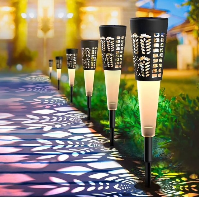 Set 6 Lampi Solare Decorative Exterior Cu Tarus Fixare In Pamant LED Lumina Alba Rece Senzor De Lumina Rezistente La Apa Gradina Curte MA