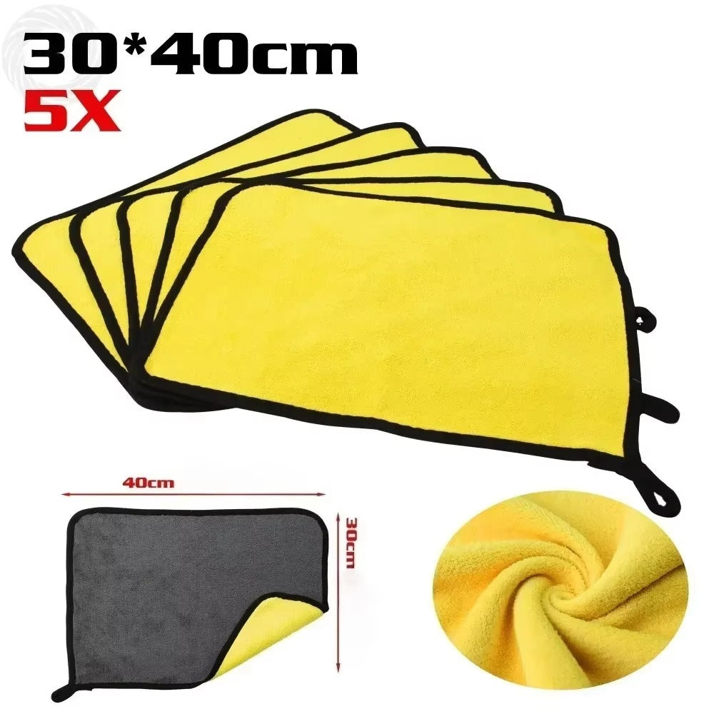 SET 5 x Prosop Auto cu Doua Straturi din Microfibra – Ultra Absorbant, Fara Scame, pentru Curatare si Uscare Profesionala Auto AFO