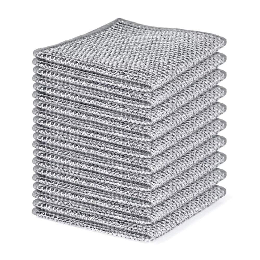 Set 10 Lavete de Curatat din Microfibra cu Fir Metalic – Anti-Aderente, pentru Curatare Uscata si Umeda, Durabile si Reutilizabile