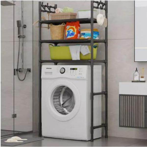 Raft Organizator Masina de Spalat sau Toaleta cu 3 Etaje, Structura Metalica Rezistenta, Etajera Baie cu Suport Depozitare, Montaj Rapid, Economisire Spatiu MAE