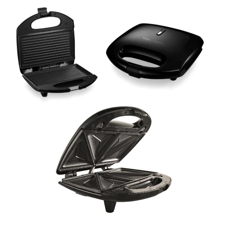 Sandwich Maker 2 in 1, 800W, Placi Schimbabile Sandwich si Grill, Termostat Automat, Strat Antiaderent, Maner Termorezistent, Aparat de Gatit Rapid MAE