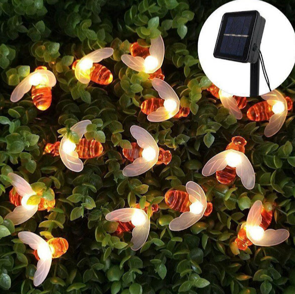 Decoratiune solara cu 50 albinute LED, interior-exterior, senzor miscare
