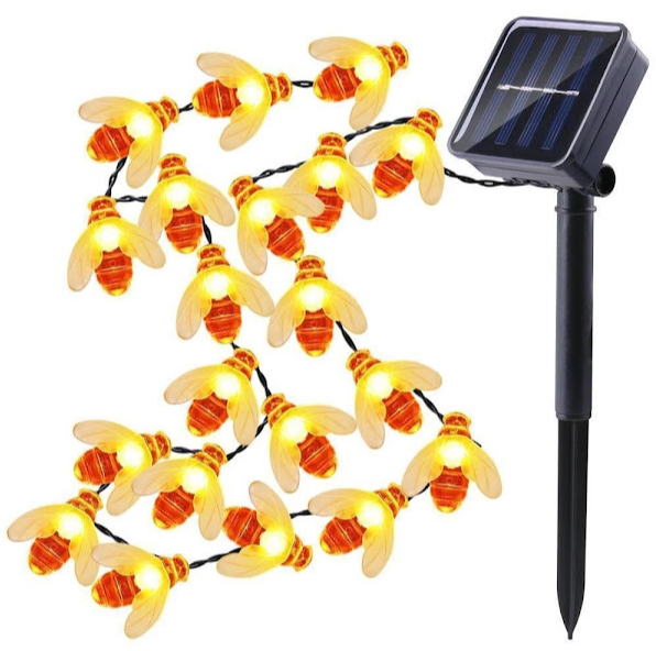 Decoratiune solara cu 50 albinute LED, interior-exterior, senzor miscare