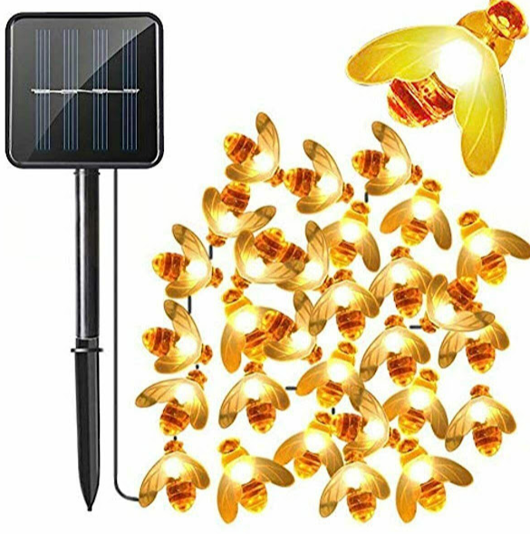 Decoratiune solara cu 50 albinute LED, interior-exterior, senzor miscare