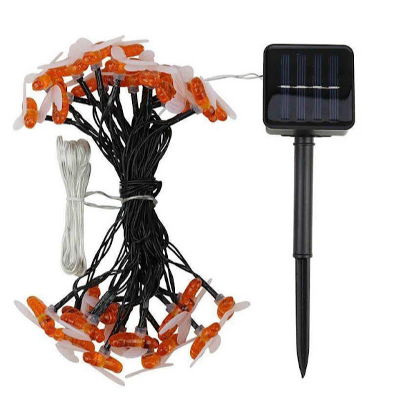 Decoratiune solara cu 50 albinute LED, interior-exterior, senzor miscare