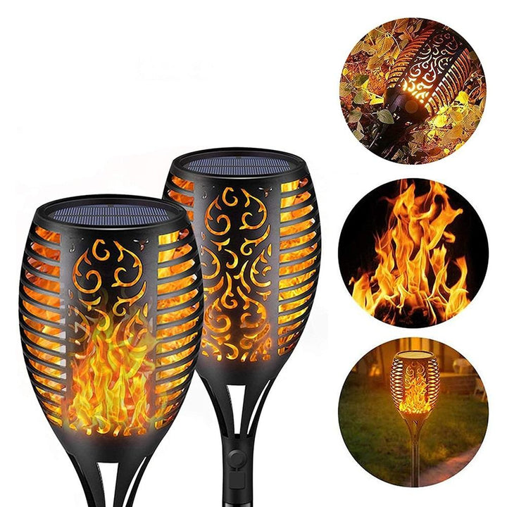 Set 5 x Lampa solara tip torta cu efect flacara 51.5 cm