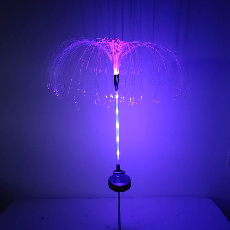 Set 4 x Lampa solara tip meduza, fibra optica LED RGB, 60 cm, rezistenta la apa