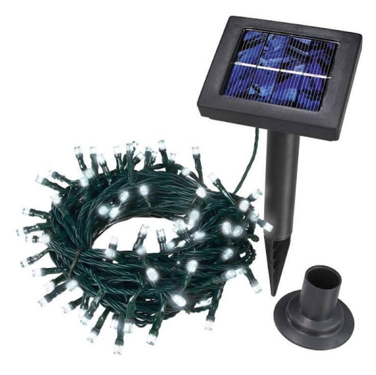 Set 2 x Decoratiune cu Incarcare Solara 100 LED, 10 Metri - Alb Rece