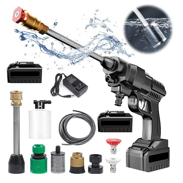 Lichidare de Stoc! Kit Aparat de Spalat Electric cu Presiune cu Rezervor pentru Detergent, 2 acumulatori 48 V