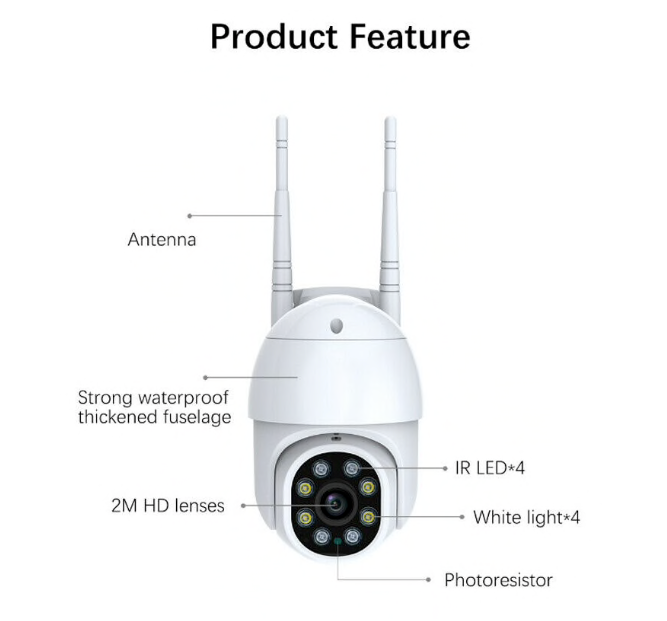 Camera de Supraveghere Video, 32 Leduri, Rotative, Senzor de Miscare si Infrarosu Rezistanta la apa