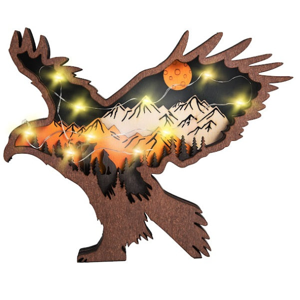 Decoratiune lemn, lumini LED - Model Vultur