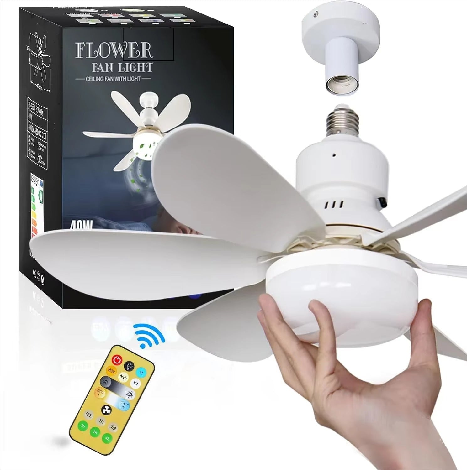 Ventilator De Tavan Cu Lampa LED, Telecomanda, Luminozitate Reglabila, 3 Viteze, 52x20 cm