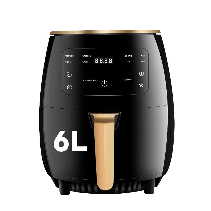 Friteuza fara ulei 6 litri air fryer, display digital, 2400 W, functie de coacere + Set 50 hartii de copt pentru friteuza 16 cm