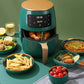 Friteuza fara ulei 6 litri air fryer, display digital, 2400 W, functie de coacere + Set 50 hartii de copt pentru friteuza 16 cm