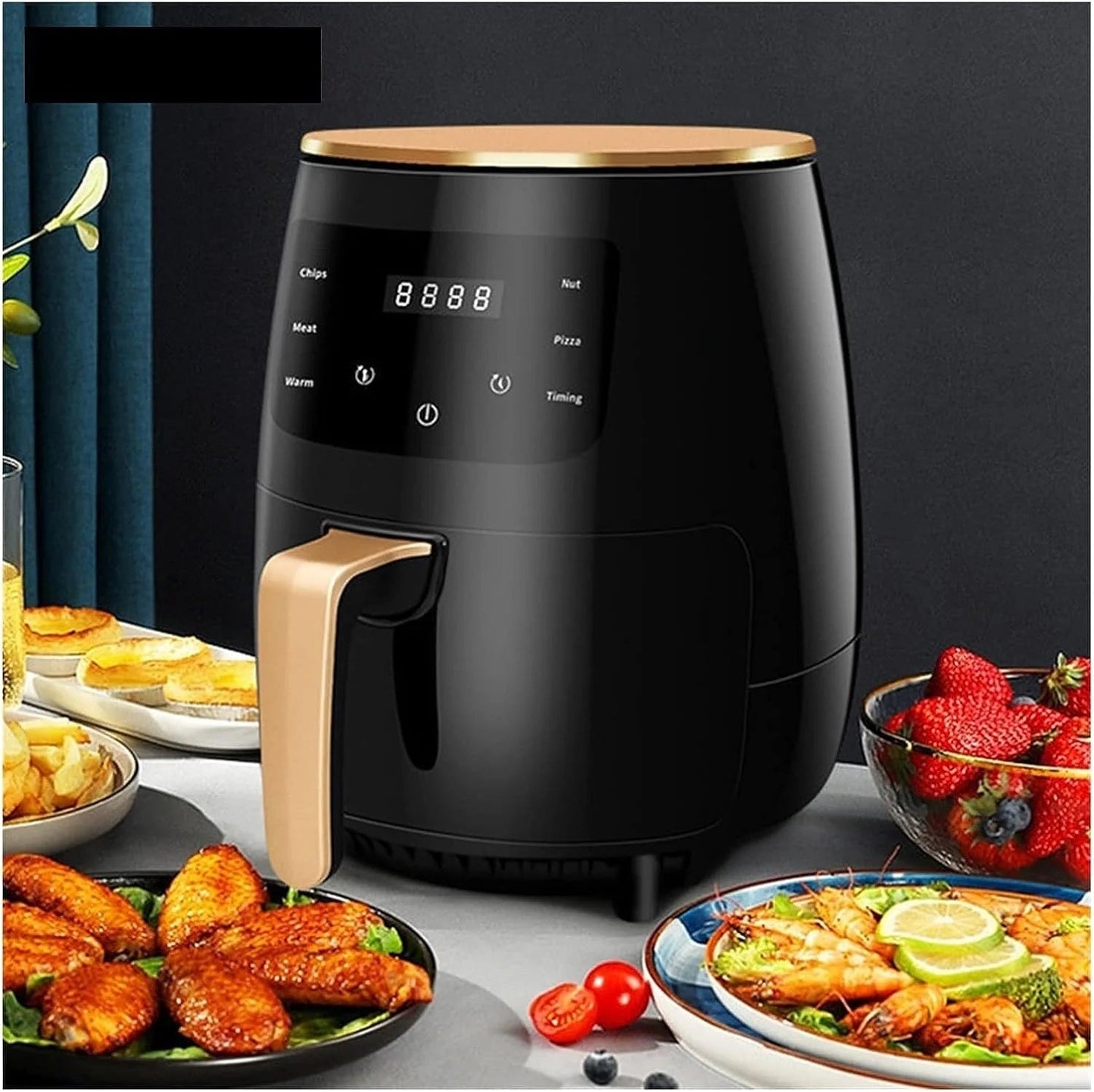 Friteuza fara ulei 6 litri air fryer, display digital, 2400 W, functie de coacere + Set 50 hartii de copt pentru friteuza 16 cm