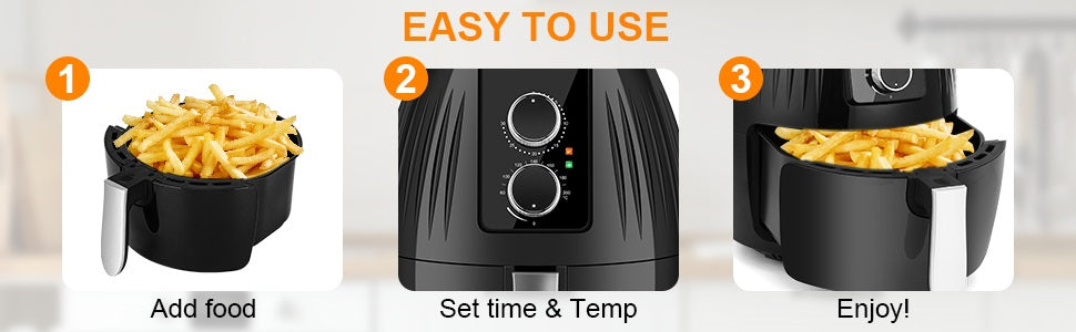 Friteuza fara ulei, Air Fryer, 1350W, 5L + Set 50 hartii de copt pentru friteuza 16 cm
