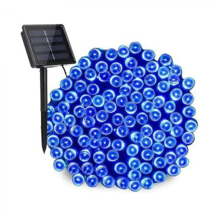 Decoratiune cu Incarcare Solara, 50 metri, 500 led - Albastru
