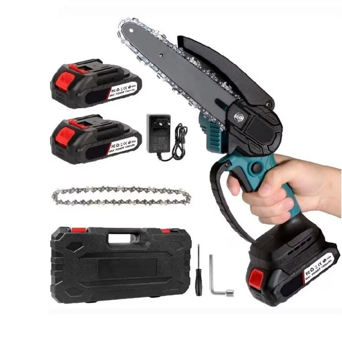 Mini Drujba Electrica cu 2 Acumulatori 48V Reincarcabili, Lama de 15 cm, Constructie Ergonomica si Siguranta Sporita