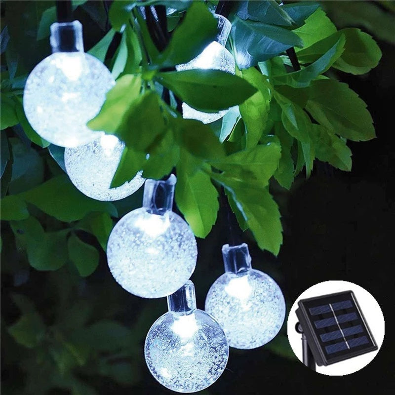 Set 2 x Decoratiune cu Incarcare Solara, 5 Metri, 30 Globulete - Alb Rece