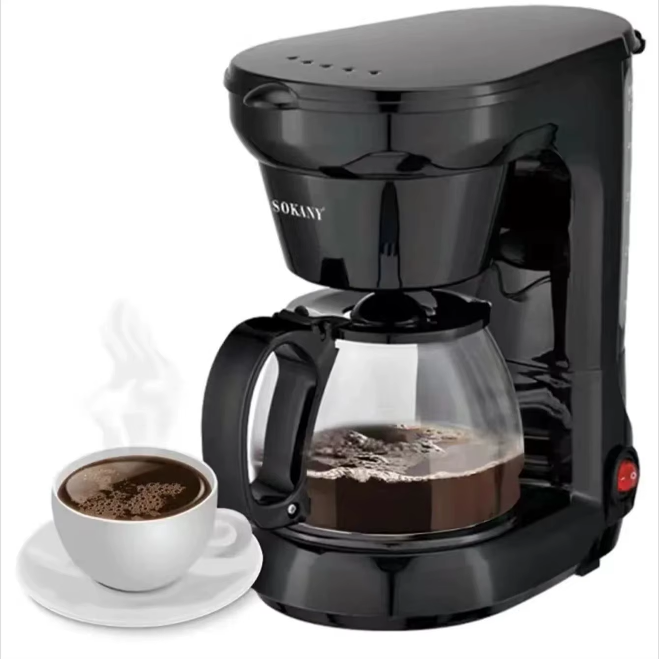 Cafetiera Electrica Sokany CM-102 650W cu Carafa din Sticla Termorezistenta, Capacitate 6 Cesti, Functie Anti-Picurare si Mentinere la Cald BAS