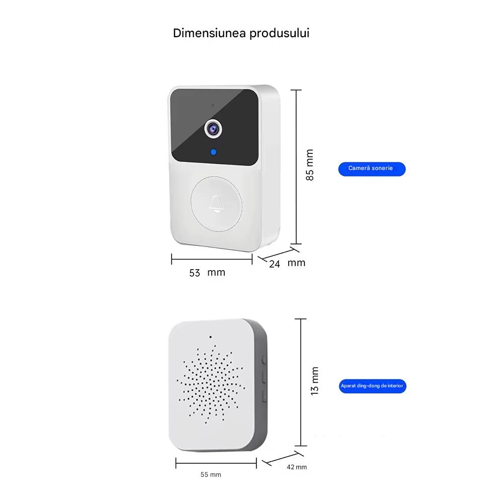 Sonerie Inteligenta cu Camera WiFi HD, Senzor Miscare, Audio ...