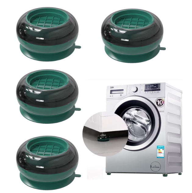 Set 4 x Picioruse Antivibratie pentru Masina de Spalat, Antiderapante, Protectie Podea, Verde
