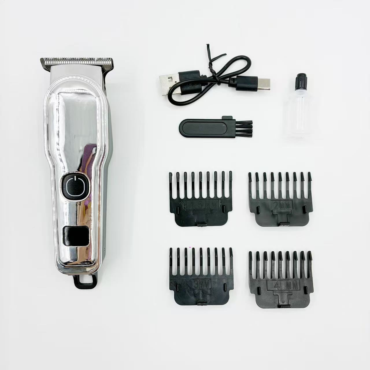 Aparat de Tuns Profesional, Afisaj LED, Autonomie pana la 5 Ore, Acumulator Reincarcabil, Set Complet, Argintiu