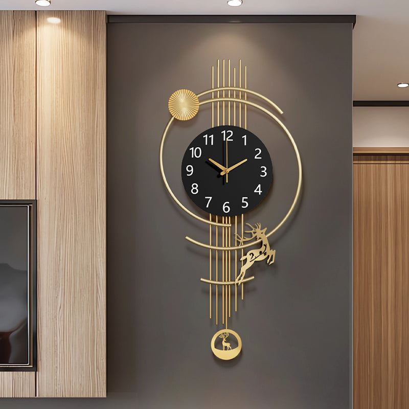 Ceas de Perete Decorativ cu Elemente Nautice, Mecanism Silentios, Finisaj Metalic Elegant