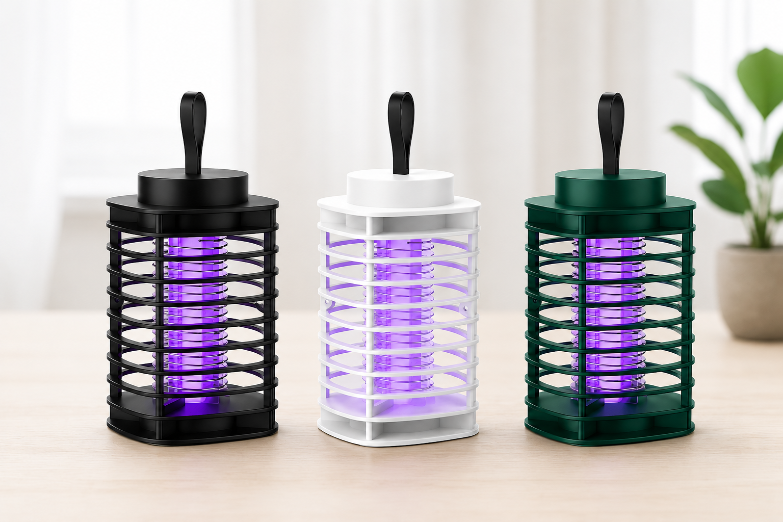 Set 4 x Lampa Electrica Anti Tantari, Lumina De Atragere, Functionare Silentioasa, Protectie Cu Grila De Siguranta